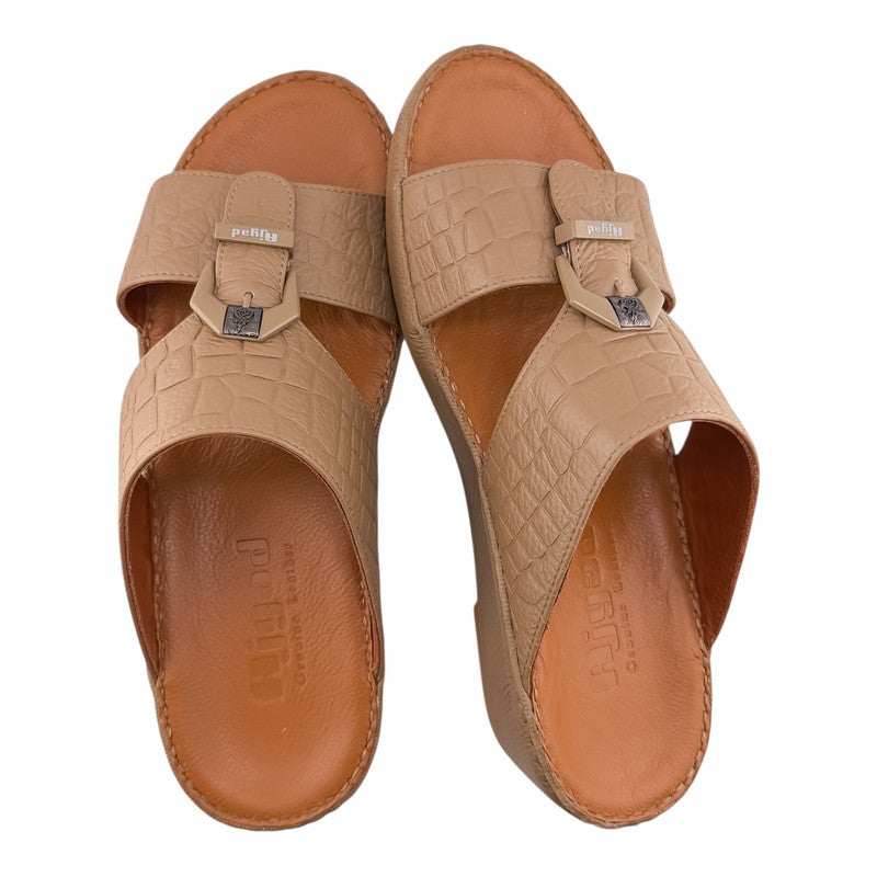 AJYAD Handmade Arabic Sandals For Men | Outdoor Mens Slippers | Everyday Flip Flops Open Toe | Arabic Genuine Shamwa Leather | New Design | Tan Footbed | Comfortable & LightWeight - Image 2